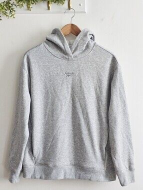 Reebok Women’s Medium Gray Embroidered Logo Pullover Hoodie Sweatshirt